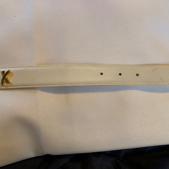 Stylish Vintage Palsha Picasso White Genuine Leather Belt with Gold Hardware! main image 10